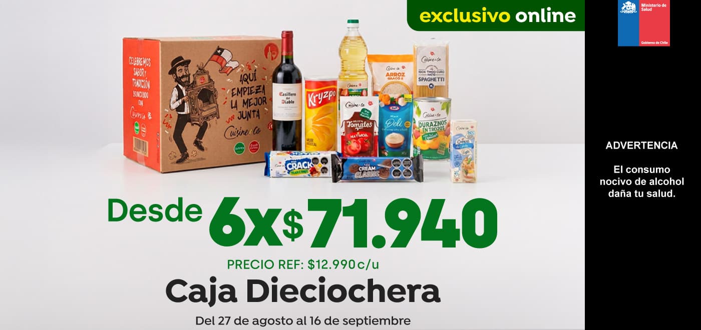 Exclusivas - Caja Dieciochera - Desde 6 X$71940 (Precio Ref $12990) - 25-08-2026 al 16-09-20