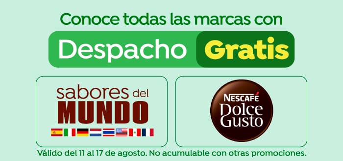 Dsp gratis - DESPACHOS SEMANA 33 - sabores del mundo y dolce gusto - 11-08-2026 al 17-08-2026