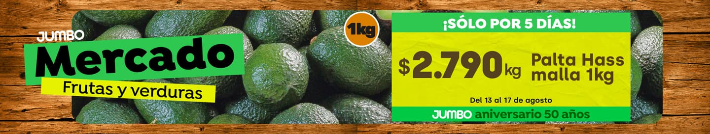 Especial - Palta Hass malla 1kg $2.790kg - 13-08-yyyy al 17-08-yyyy