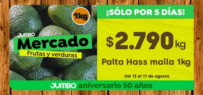 Especial - Palta Hass malla 1kg $2.790kg - 13-08-yyyy al 17-08-yyyy