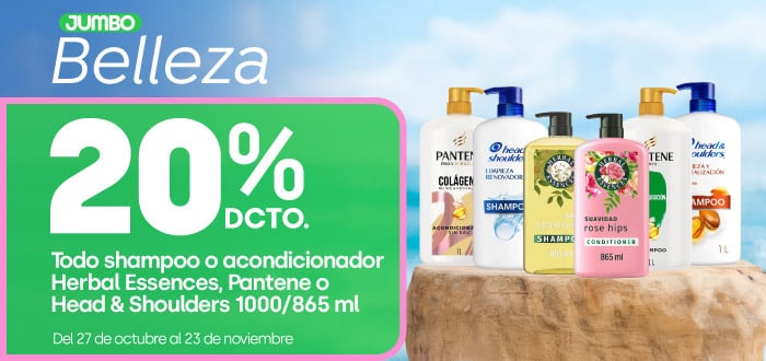 Especial - Todo shampoo o acondicionador Herbal Essences, Pantene o Head & Shoulders 1000/865 ml 20% dcto - 27-10-2026 al 23-11-2026
