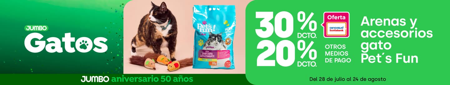 Especial - Arenas y accesorios gato Pet´s Fun 30% tc 20% tmp - 28-07-yyyy al 24-08-yyyy