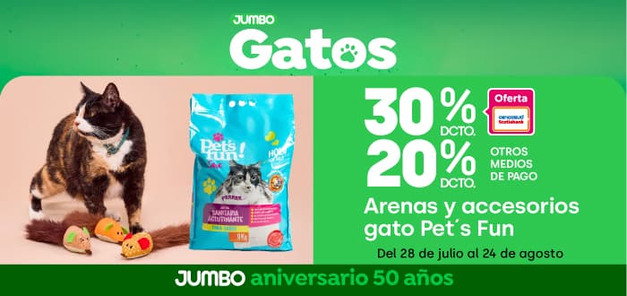 Especial - Arenas y accesorios gato Pet´s Fun 30% tc 20% tmp - 28-07-yyyy al 24-08-yyyy