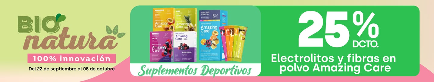 Especial - Electrolitos y fibras en polvo Amazing Care 25%dcto - 22-09-yyyy al 05-10-yyyy