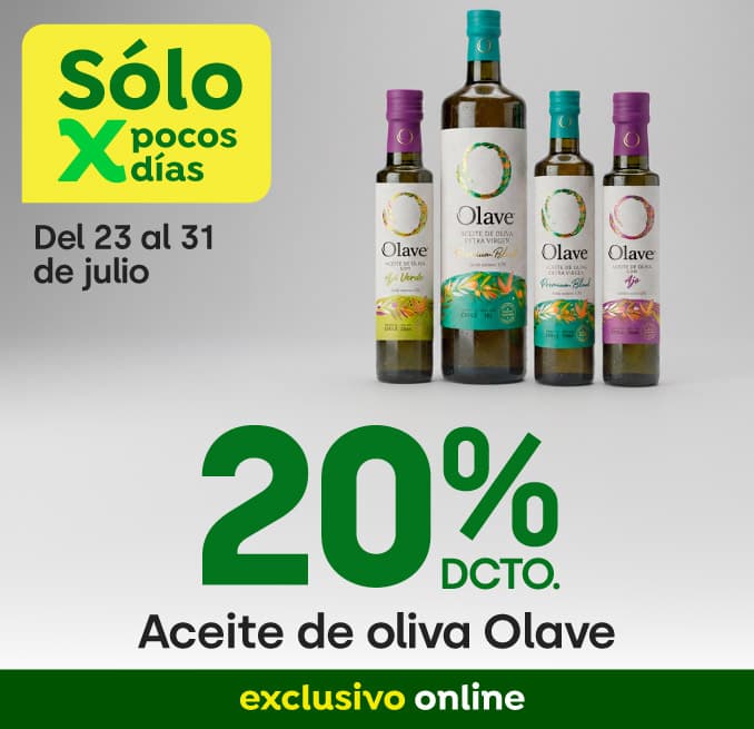 Bombazo excl ecomm - ACEITE DE OLIVA OLAVE 20% DCTO - 23-07-2026 al 31-07-2026