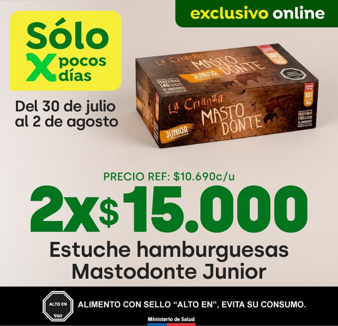 estuche mastodonte jr hamburguesas 100 gr 10 un