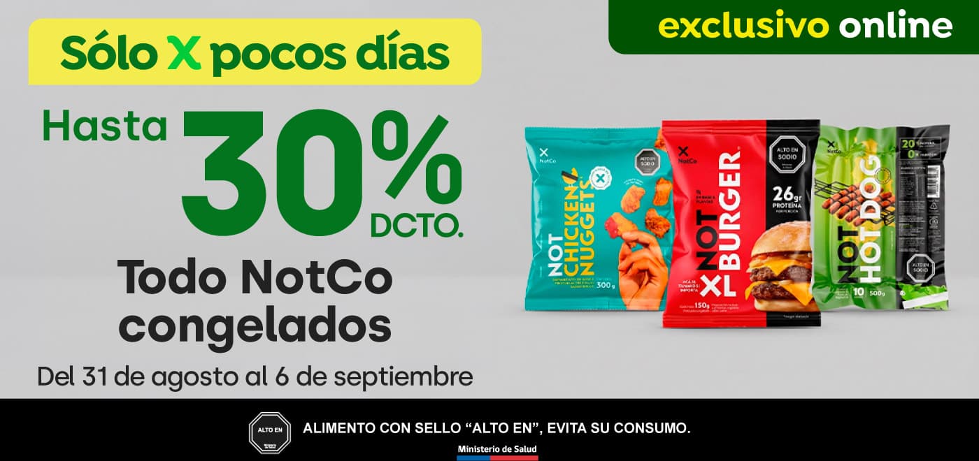 Bombazo excl ecomm - TODO NOTCO CONGELADOS HASTA 30% DSCTO - 31-08-yyyy al 06-09-yyyy