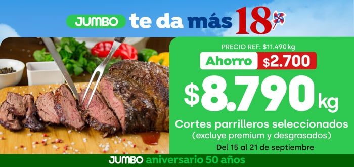 Ciclos - Cortes parrilleros seleccionados (excluye cortes premium y desgrasados) $8.790 kg // Precio ref. $11.490 kg - ppum $8.790 x kilo - 15-09-2026 al 21-09-2026