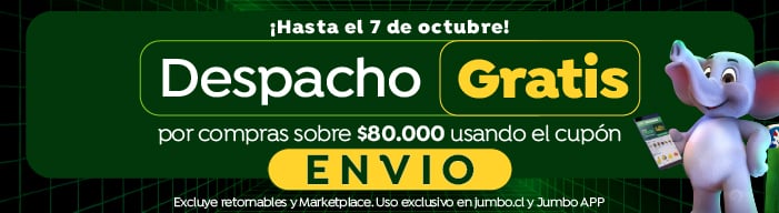 4 al 7 octubre - DESPACHO GRATIS POR COMPRAS SOBRE $80.000 CUPÓN: ENVIO.