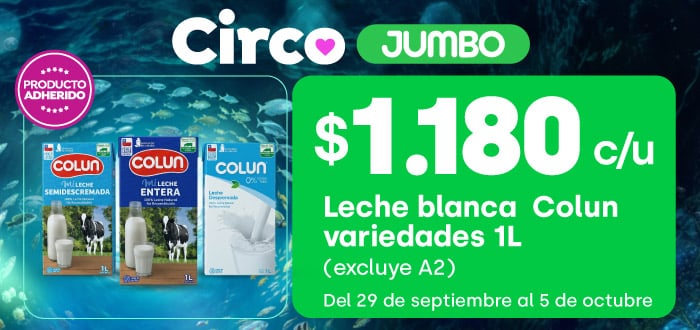 Ciclos - Leche blanca Colún variedades 1L (excluye A2) $1.190 c/u - 29-09-2026 al 05-10-2026