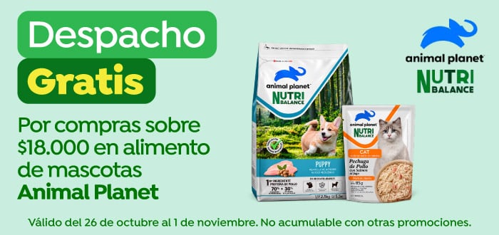 Dsp gratis - CAROZZI - Por compras sobre $18.000 en Animal Planet - 26-10-2026 al 01-11-2026