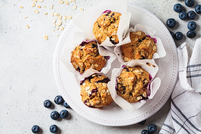 Muffins de avena y arándanos
