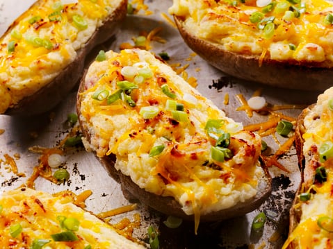 Papas rellenas con ricotta y ciboulette