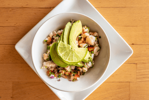 Ceviche de reineta y camarón