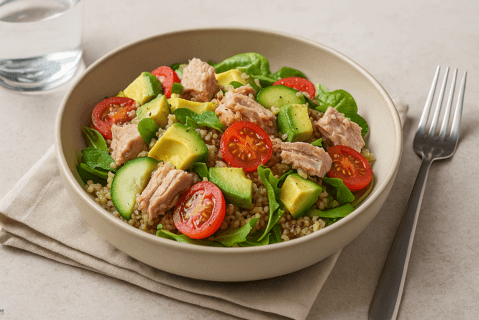 Ensalada de atún con palta y quinoa