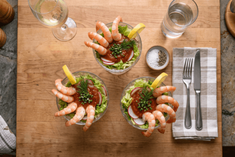 Camarones cocidos para coctel