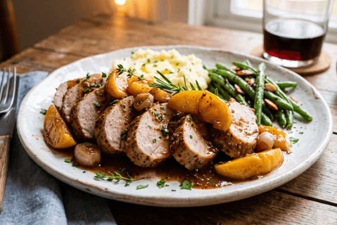 Lomo de cerdo con manzana
