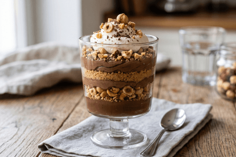 Postre con avellana y chocolate
