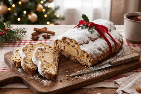 Stollen relleno de almendras