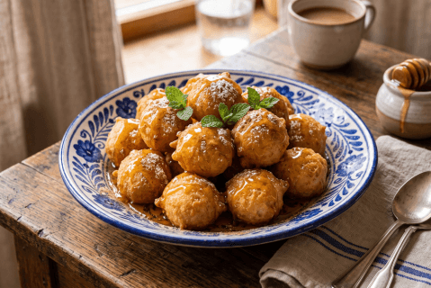 Buñuelos de viento con miel
